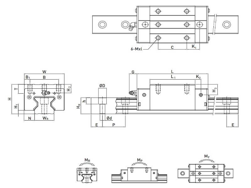 Con Trượt CNC Bi Vuông HIWIN QR 20
